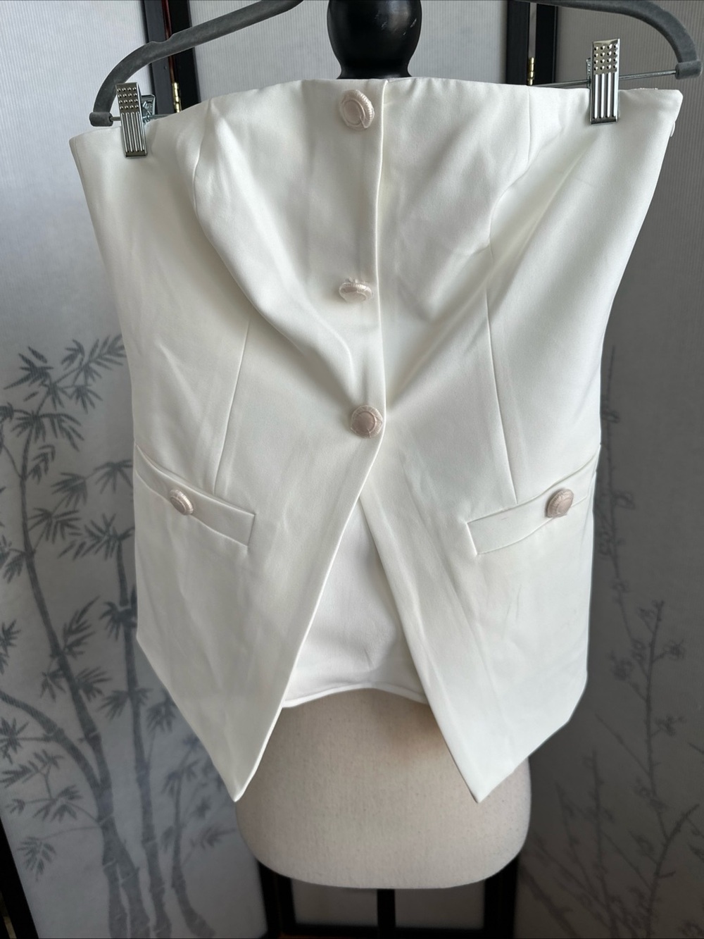 Endless Rose White Strapless Tailored Blazer Top